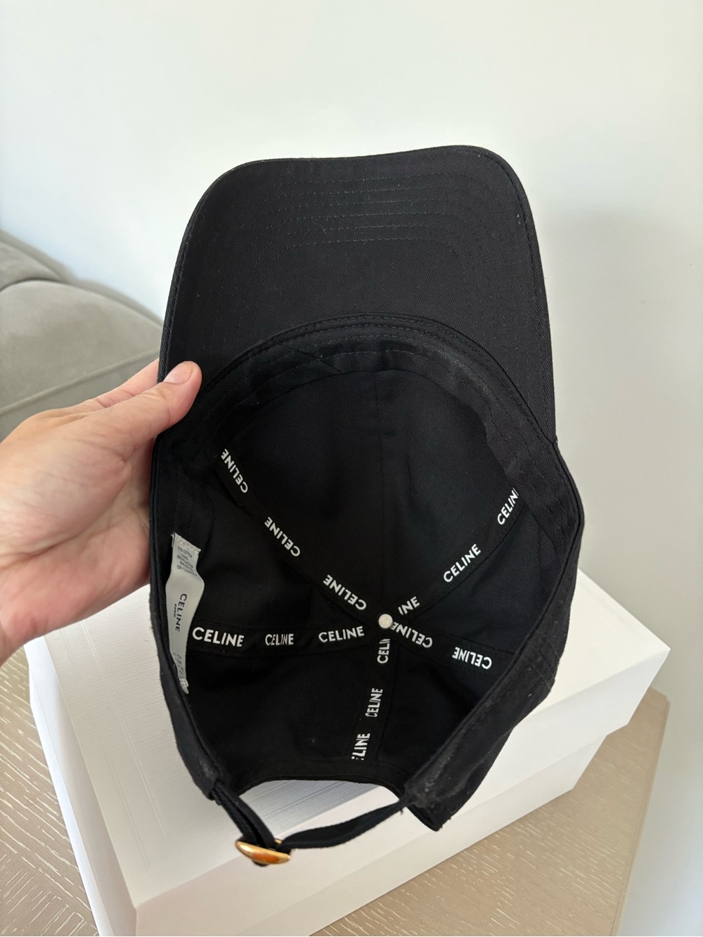 CELINE Black Cotton Baseball Cap Logo C Kaia Gerber 2021 Campaign Size S Unisex - Picture 12 of 16